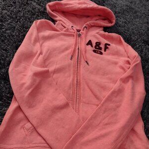 Abercrombie & Fitch Coral Full Zip Up Sweatshirt Hoodie